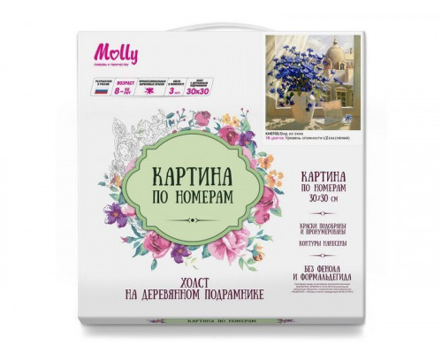 Картина по номерам 30х30 Вид из окна (18 цветов)