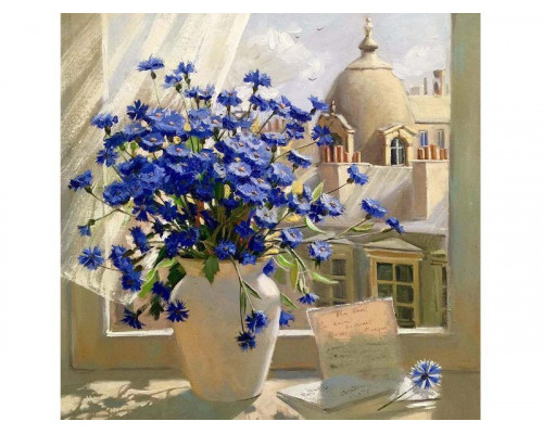 Картина по номерам 30х30 Вид из окна (18 цветов)