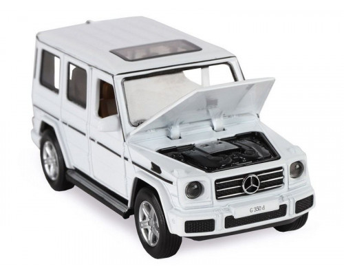 Машина АВТОПАНОРАМА Mercedes-Benz G350d, белый, 1/32, свет, звук, инерция, в/к 18*9*13,5 см
