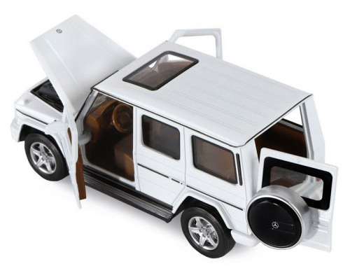 Машина АВТОПАНОРАМА Mercedes-Benz G350d, белый, 1/32, свет, звук, инерция, в/к 18*9*13,5 см