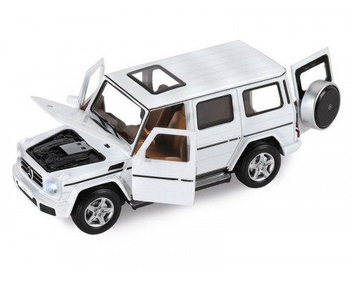 Машина АВТОПАНОРАМА Mercedes-Benz G350d, белый, 1/32, свет, звук, инерция, в/к 18*9*13,5 см