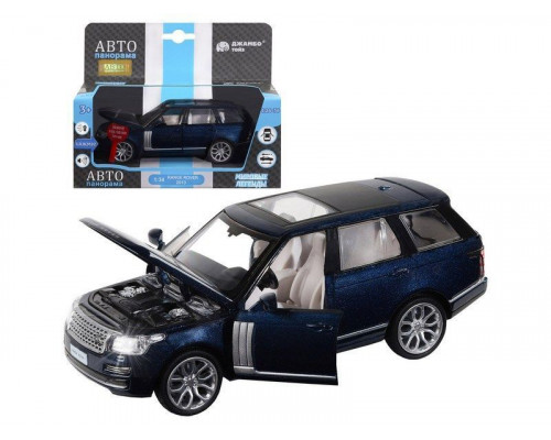 Машина АВТОПАНОРАМА 2013 Range Rover, темно-синий, 1/34, свет, звук, инерция, в/к 17,5*13,5*9 см