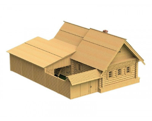 Сборная деревянная модель СВМодель. Дом крестьянина из села Илькино, 1414 деталей, 1/72