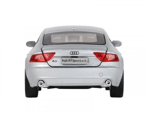 Машина АВТОПАНОРАМА Audi A7, серебряный, 1/32, свет, звук, инерция, в/к 17,5*13,5*9 см