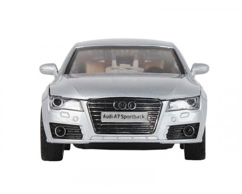 Машина АВТОПАНОРАМА Audi A7, серебряный, 1/32, свет, звук, инерция, в/к 17,5*13,5*9 см