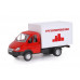 Машина АВТОПАНОРАМА ГАЗель-бизнес Грузоперевозки, красный, 1/28, свет, звук, в/к 24*14*12