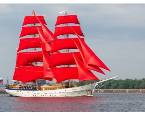 Картина по номерам с цветной схемой на холсте 30х40 Бриг Россия (20 цветов)