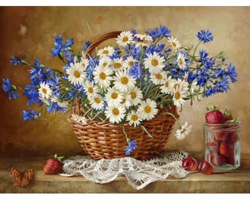 Картина мозаикой 40х50 БУЗИН. РОМАШКОВОЕ НАСТРОЕНИЕ (квадр. эл-ты) (39 цветов)