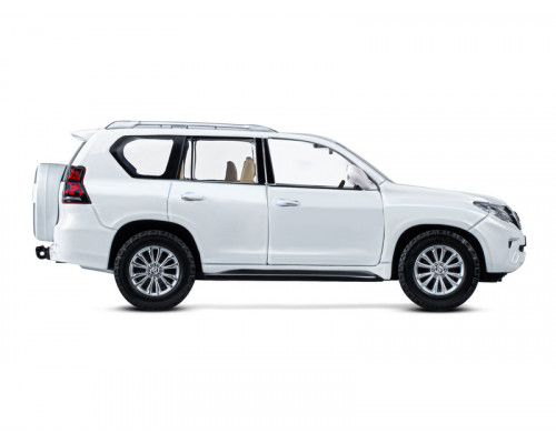 Машина АВТОПАНОРАМА Land Cruiser Prado, 1/24, белый, свет, звук, в/к 24,5х12,5х10,5 см