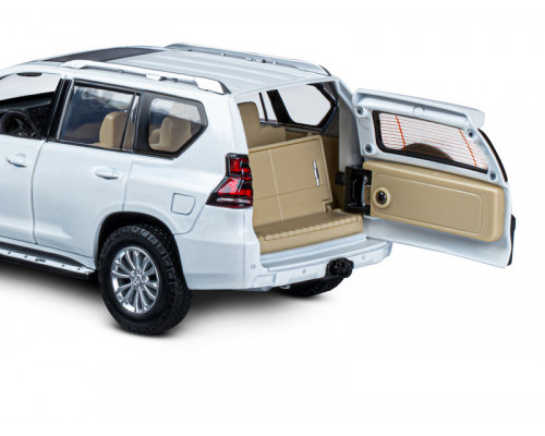 Машина АВТОПАНОРАМА Land Cruiser Prado, 1/24, белый, свет, звук, в/к 24,5х12,5х10,5 см