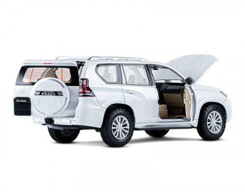 Машина АВТОПАНОРАМА Land Cruiser Prado, 1/24, белый, свет, звук, в/к 24,5х12,5х10,5 см
