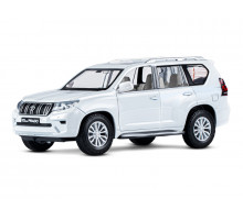Машина "АВТОПАНОРАМА" Land Cruiser Prado, 1/24, белый, свет, звук, в/к 24,5х12,5х10,5 см