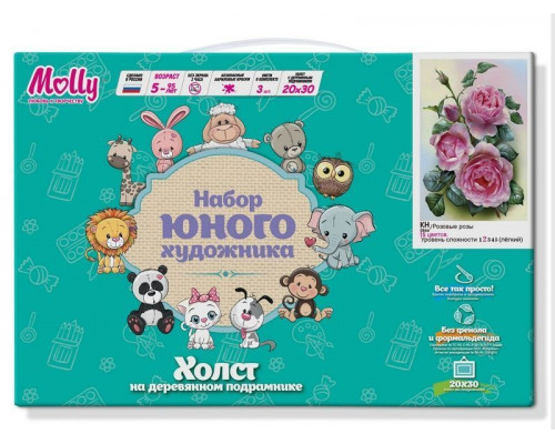 Набор юного художника 20х30 РОЗОВЫЕ РОЗЫ  (15 цветов)