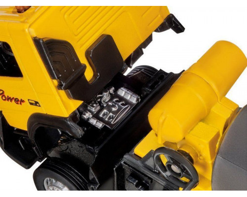 Машина АВТОПАНОРАМА Volvo бетономешалка, желтый, 1/50, свет, звук, в/к 28*14*10 см