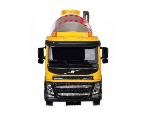 Машина АВТОПАНОРАМА Volvo бетономешалка, желтый, 1/50, свет, звук, в/к 28*14*10 см