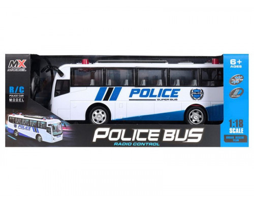 Р/У машина MX  Автобус Полиция (с мигалками) +акб, 1/18