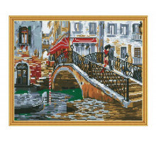 Алмазная мозаика с нанесенной рамкой 40х50 МОСТИК ВЛЮБЛЕННЫХ (16 цветов)