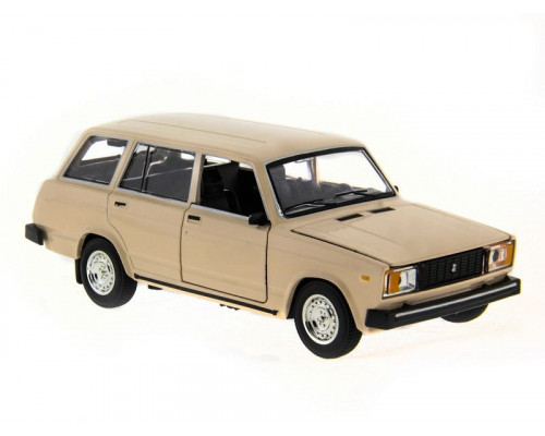 Машина АВТОПАНОРАМА ВАЗ 2104 бежевая,1/24, инерция, Pull Bаck механизм, в/к 10*12*22 cм