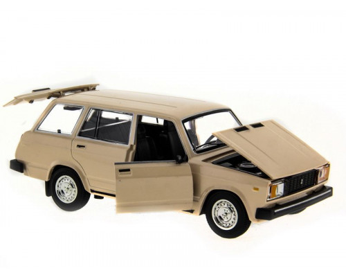 Машина АВТОПАНОРАМА ВАЗ 2104 бежевая,1/24, инерция, Pull Bаck механизм, в/к 10*12*22 cм