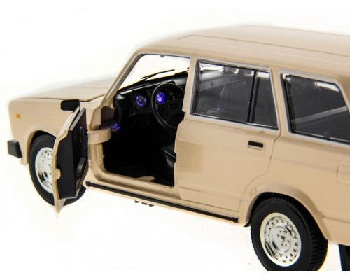 Машина АВТОПАНОРАМА ВАЗ 2104 бежевая,1/24, инерция, Pull Bаck механизм, в/к 10*12*22 cм