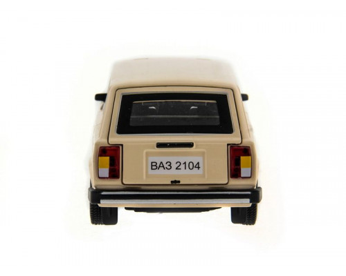 Машина АВТОПАНОРАМА ВАЗ 2104 бежевая,1/24, инерция, Pull Bаck механизм, в/к 10*12*22 cм