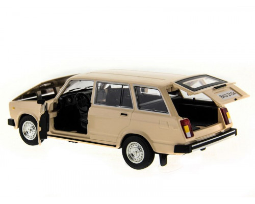 Машина АВТОПАНОРАМА ВАЗ 2104 бежевая,1/24, инерция, Pull Bаck механизм, в/к 10*12*22 cм