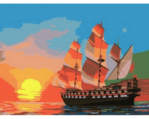 Картина по номерам 15х20 ЗАКАТ НАД МОРЕМ (16 цветов)