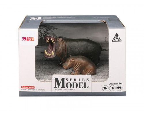 Набор фигурок животных MASAI MARA MM211-111 серии Мир диких животных: Семья бегемотов, 2 пр.