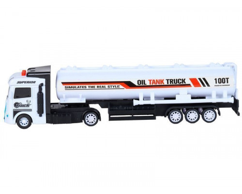 Машина AUTODRIVE Бензовоз фрикционный со светом и звуком, белый, в/к 35*6,5*12 см