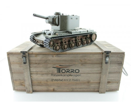 Радиоуправляемый танк Torro КВ-2 1/16 СССР, зеленый, ИК-пушка, деревянная коробка V3.0 2.4G RTR