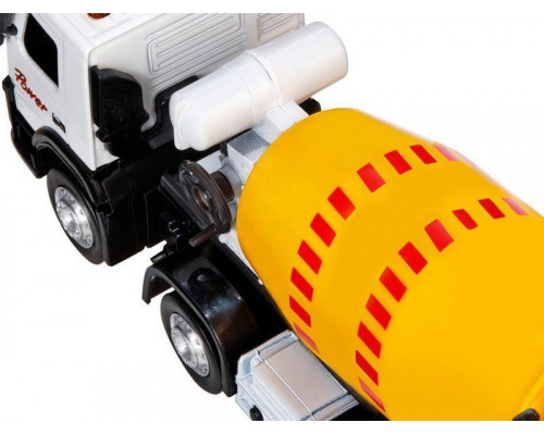 Машина АВТОПАНОРАМА Volvo бетономешалка, белый, 1/50, свет, звук, в/к 28*14*10 см