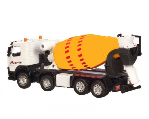 Машина АВТОПАНОРАМА Volvo бетономешалка, белый, 1/50, свет, звук, в/к 28*14*10 см