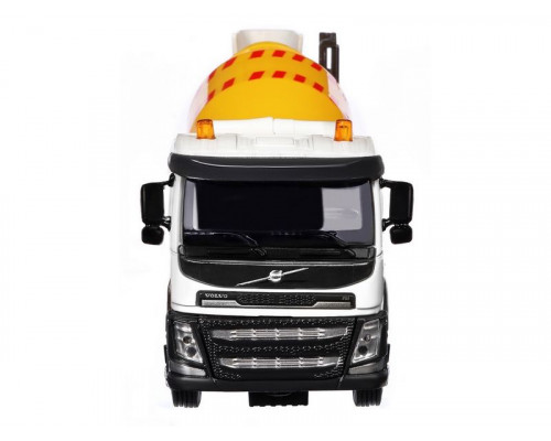 Машина АВТОПАНОРАМА Volvo бетономешалка, белый, 1/50, свет, звук, в/к 28*14*10 см