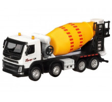 Машина "АВТОПАНОРАМА" Volvo бетономешалка, белый, 1/50, свет, звук, в/к 28*14*10 см