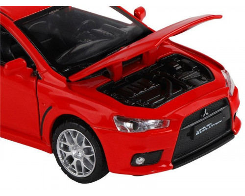 Машина АВТОПАНОРАМА Mitsubishi Lancer Evolution, 1/32, красный, свет, звук, в/к 17,5*12,5*6,5 см