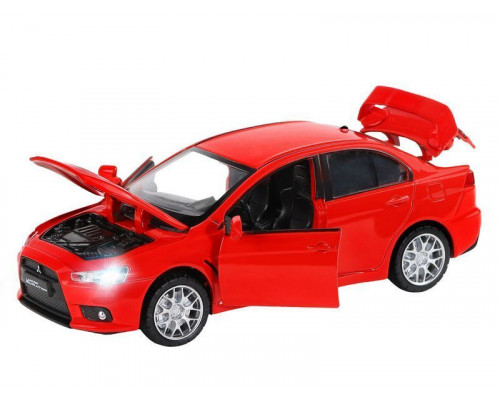 Машина АВТОПАНОРАМА Mitsubishi Lancer Evolution, 1/32, красный, свет, звук, в/к 17,5*12,5*6,5 см