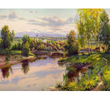 Картина по номерам 40х50 ПРИЩЕПА. ВЕЧЕР (29 цветов)