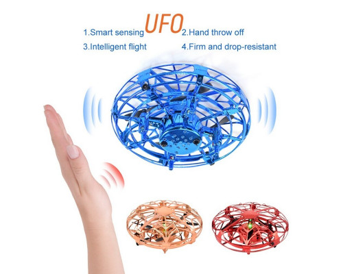 Квадрокоптер Flytec H05 Летающая тарелка, 12 см, свет, управление рукой