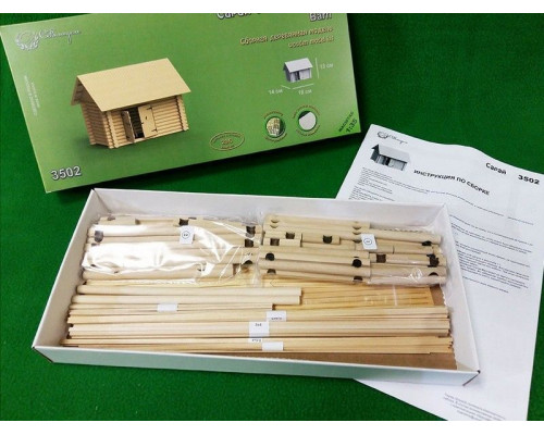 Сборная деревянная модель СВМодель. Сарай бревенчатый, 296 деталей, 1/35