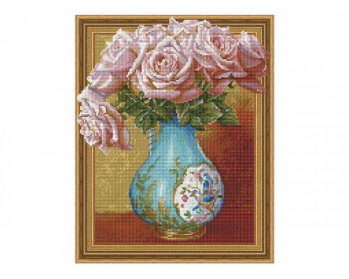 Алмазная мозаика 3D с нанесенной рамкой 40х50 БУЗИН. ЧАЙНЫЕ РОЗЫ (29 цветов)