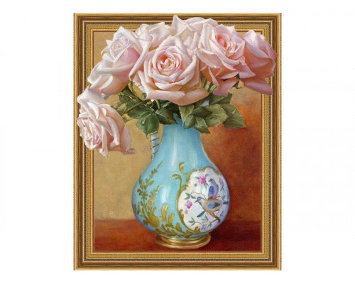 Алмазная мозаика 3D с нанесенной рамкой 40х50 БУЗИН. ЧАЙНЫЕ РОЗЫ (29 цветов)