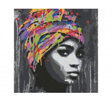 Картина по номерам 30х30 АФРИКАНСКАЯ ДЕВУШКА (14 цветов)