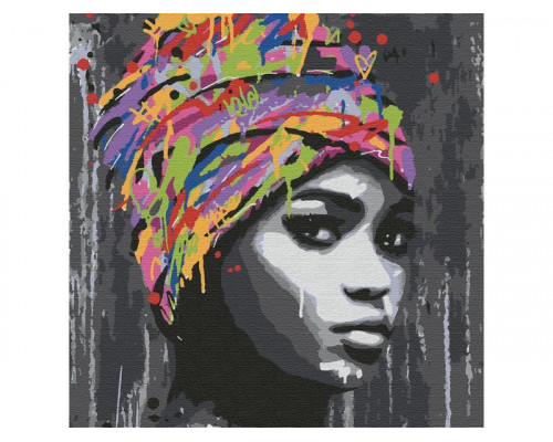 Картина по номерам 30х30 АФРИКАНСКАЯ ДЕВУШКА (14 цветов)