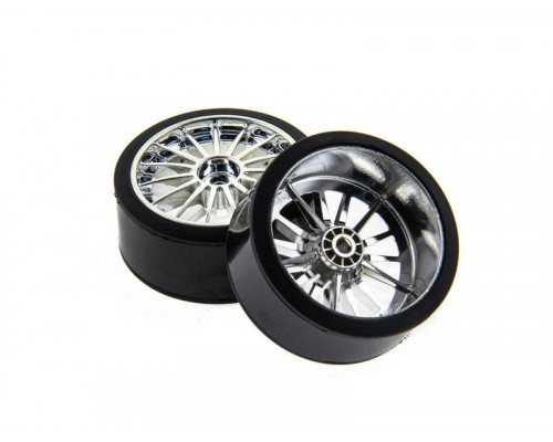 Колеса в сборе с хромированными дисками для дрифт Himoto E18DT, E18DTL