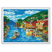 Алмазная мозаика с нанесенной рамкой 40х50 ГОРОДОК НА ЗАЛИВЕ (28 цветов)