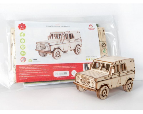Деревянный конструктор Lemmo Внедорожник Алькор, 71 деталь