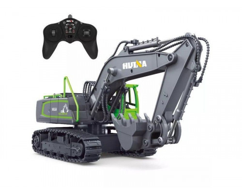 Радиоуправляемый экскаватор HUI NA TOYS, серый 2.4G 9CH 1/18 RTR