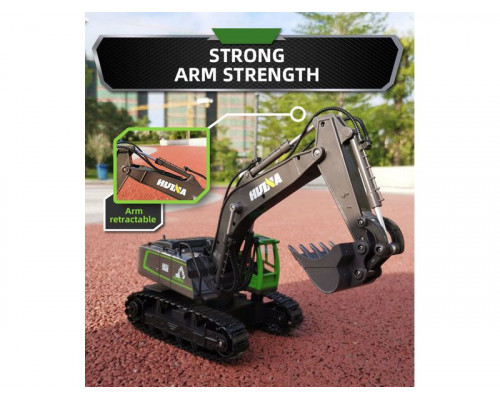 Радиоуправляемый экскаватор HUI NA TOYS, серый 2.4G 9CH 1/18 RTR