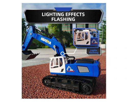 Радиоуправляемый экскаватор HUI NA TOYS, серый 2.4G 9CH 1/18 RTR