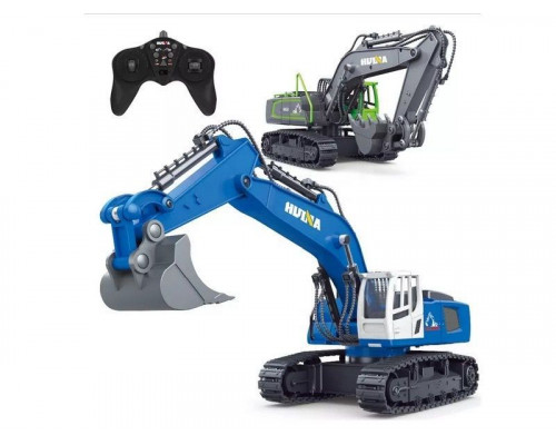 Радиоуправляемый экскаватор HUI NA TOYS, серый 2.4G 9CH 1/18 RTR
